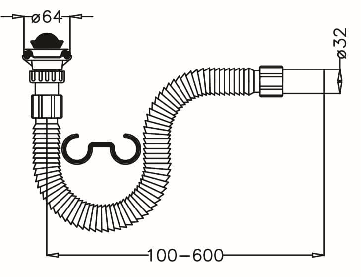 Körüklü Lavabo ve Eviye Sifonu 1 1/4″ (Ø32)